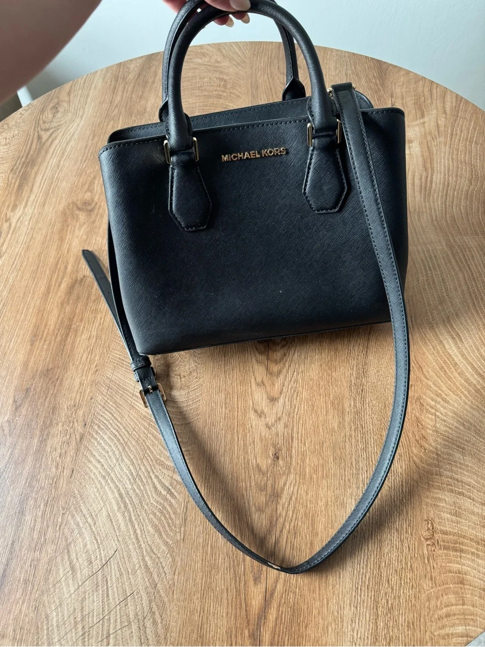 Michael Kors Mercer Medium Satchel Crossbody – Black Saffiano Leather